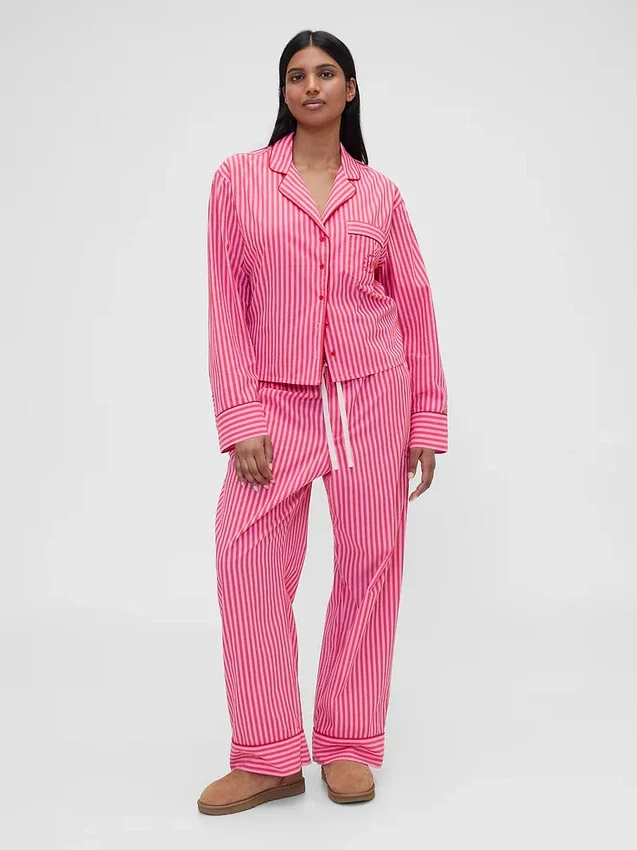 Gap × Summer Fridays avslappnad passform med randigt poplin i skjortaform