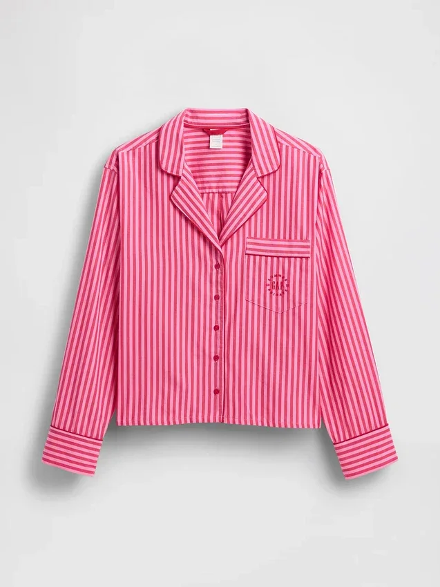 Gap × Summer Fridays avslappnad passform med randigt poplin i skjortaform