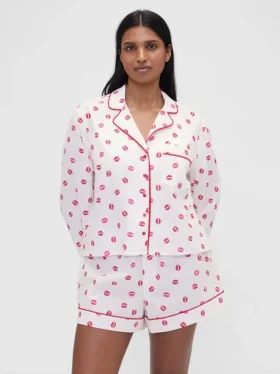 Gap × Summer Fridays avslappnad poplin-pyjamaskjorta