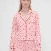 GAP × Summer Fridays pyjamas skjorta i avslappnad flanell med hjärtmönster