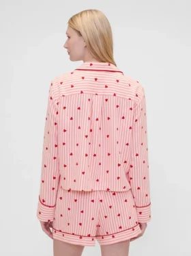 GAP × Summer Fridays pyjamas skjorta i avslappnad flanell med hjärtmönster