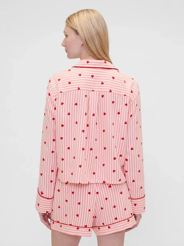 GAP × Summer Fridays pyjamas skjorta i avslappnad flanell med hjärtmönster