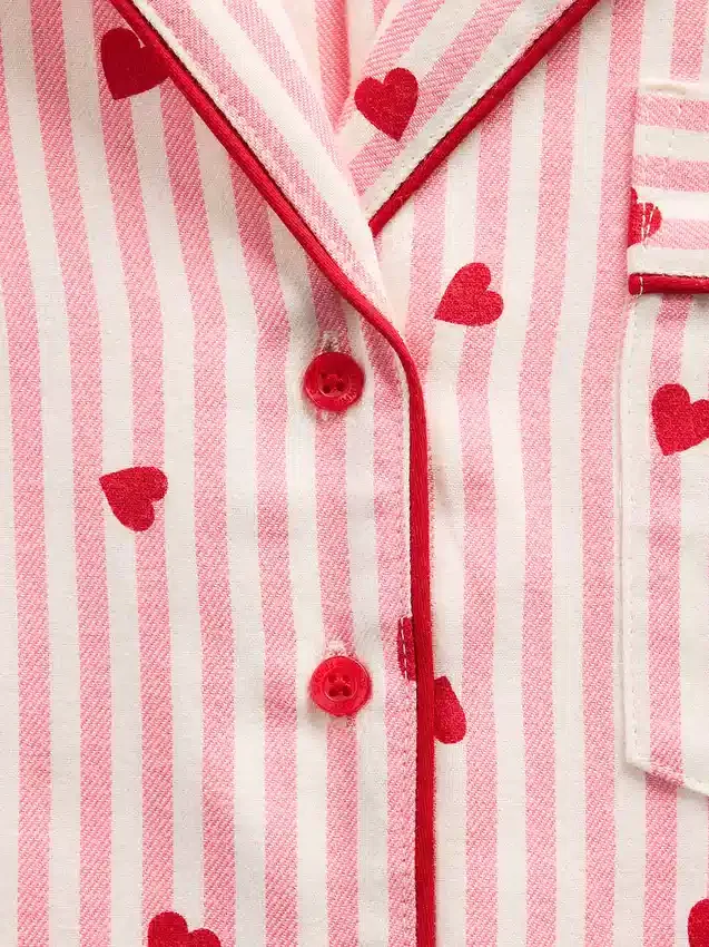GAP × Summer Fridays pyjamas skjorta i avslappnad flanell med hjärtmönster