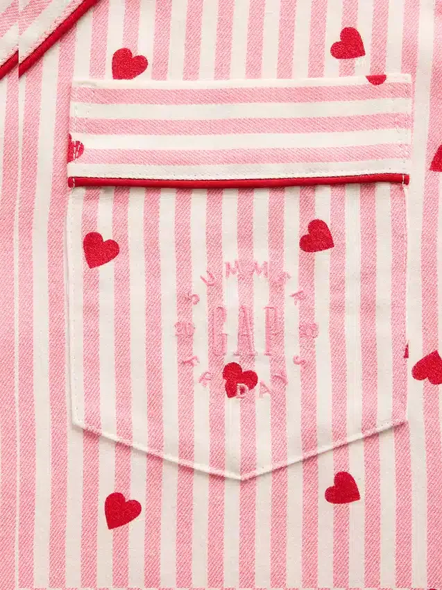 GAP × Summer Fridays pyjamas skjorta i avslappnad flanell med hjärtmönster