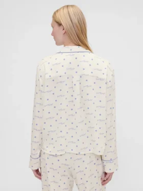 GAP × Summer Fridays pyjamas skjorta i avslappnad flanell med prickmönster