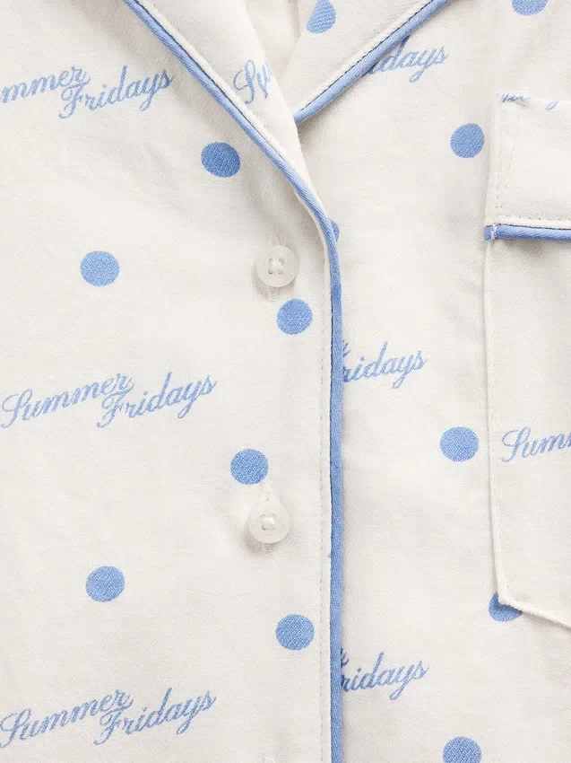 GAP × Summer Fridays pyjamas skjorta i avslappnad flanell med prickmönster