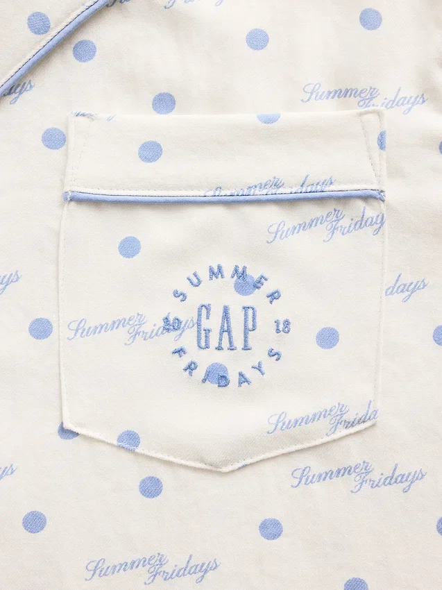 GAP × Summer Fridays pyjamas skjorta i avslappnad flanell med prickmönster