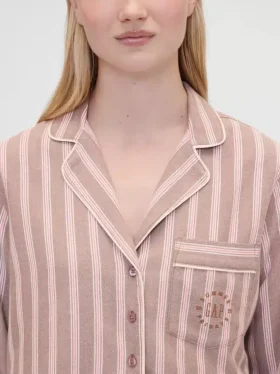 Gap × Summer Fridays pyjamas skjorta i avslappnad flanell med ränder