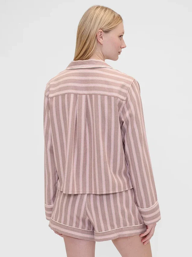 Gap × Summer Fridays pyjamas skjorta i avslappnad flanell med ränder