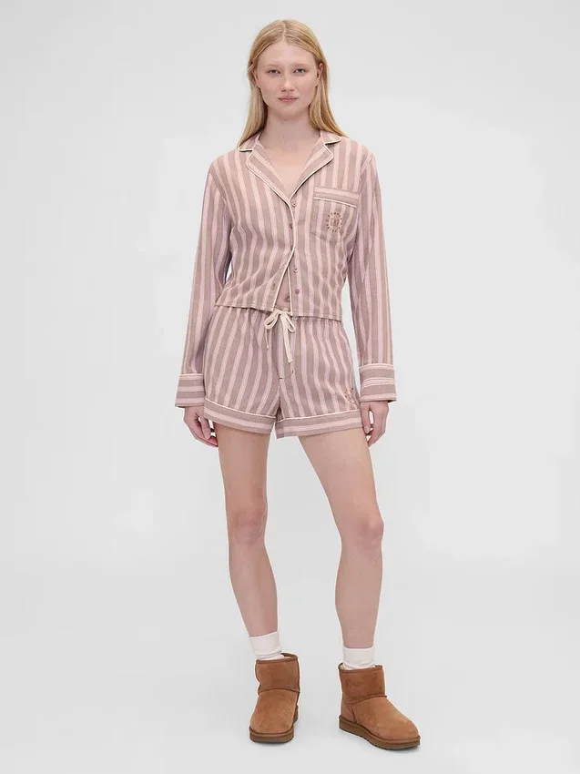 Gap × Summer Fridays pyjamas skjorta i avslappnad flanell med ränder