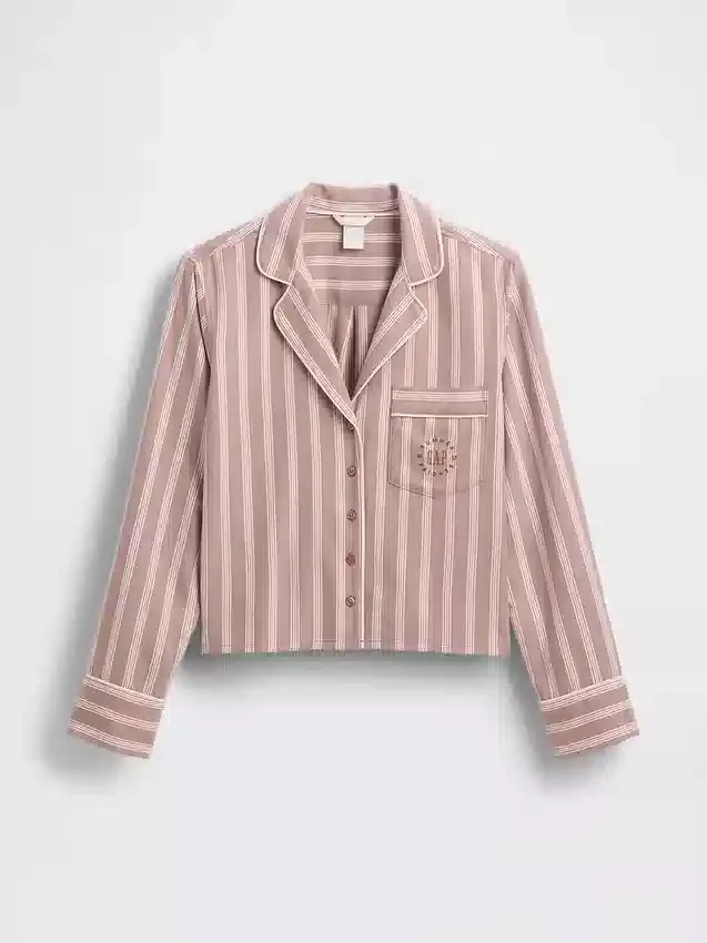 Gap × Summer Fridays pyjamas skjorta i avslappnad flanell med ränder