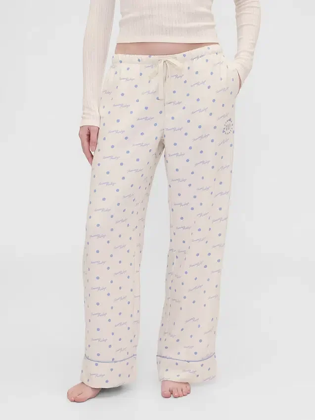 GAP × Summer Fridays pyjamasbyxor i avslappnad passform med prickmönster i flanell