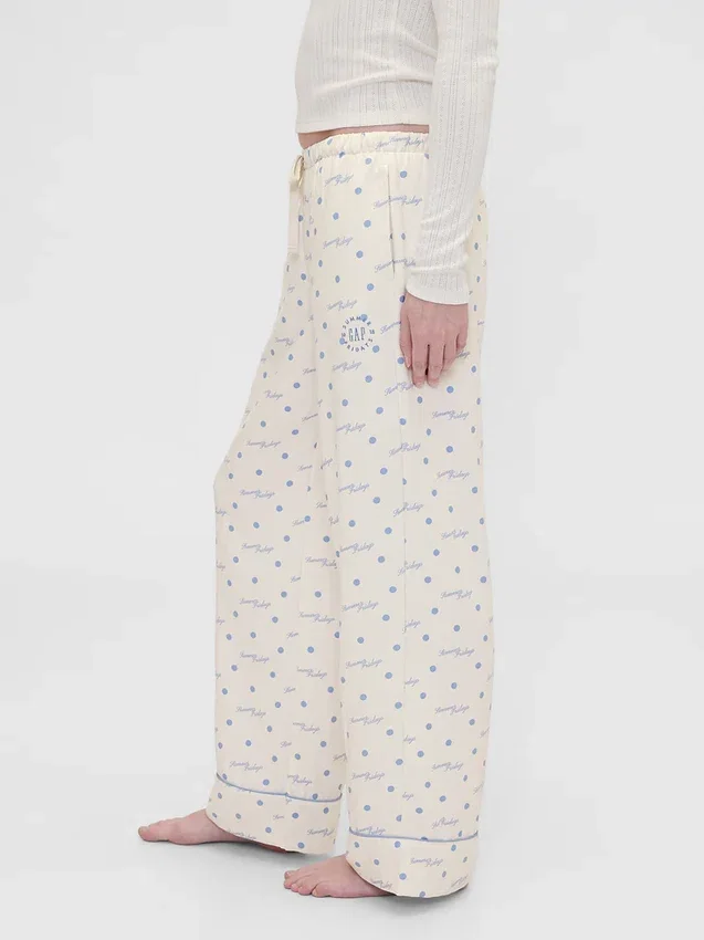 GAP × Summer Fridays pyjamasbyxor i avslappnad passform med prickmönster i flanell