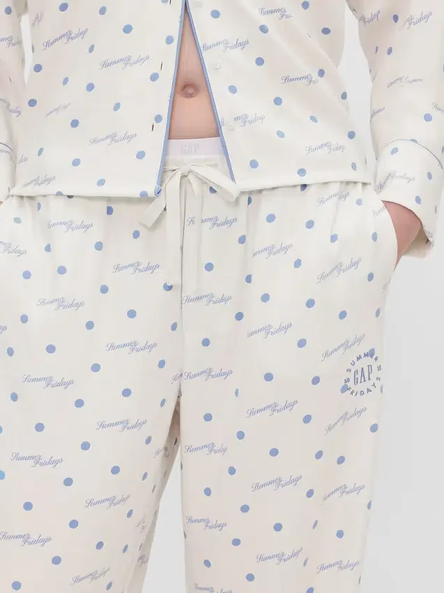 GAP × Summer Fridays pyjamasbyxor i avslappnad passform med prickmönster i flanell