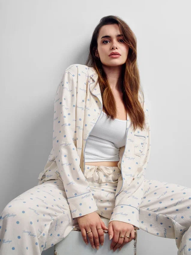 GAP × Summer Fridays pyjamasbyxor i avslappnad passform med prickmönster i flanell