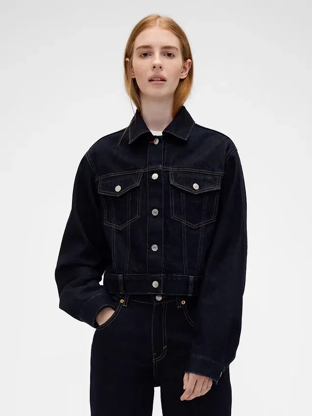 GAP × Victoria Beckham avslappnad, kort denimjacka