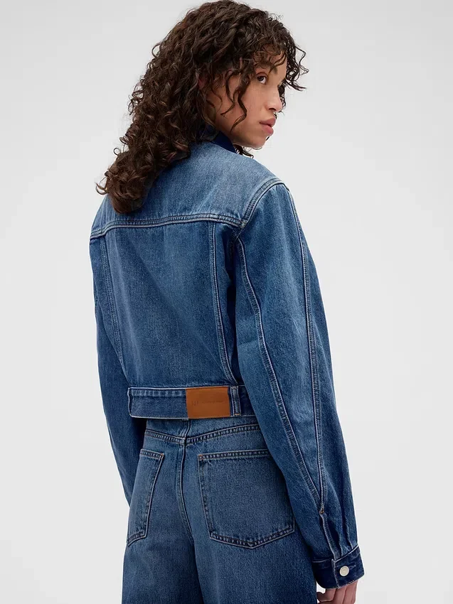 GAP × Victoria Beckham avslappnad, kort denimjacka