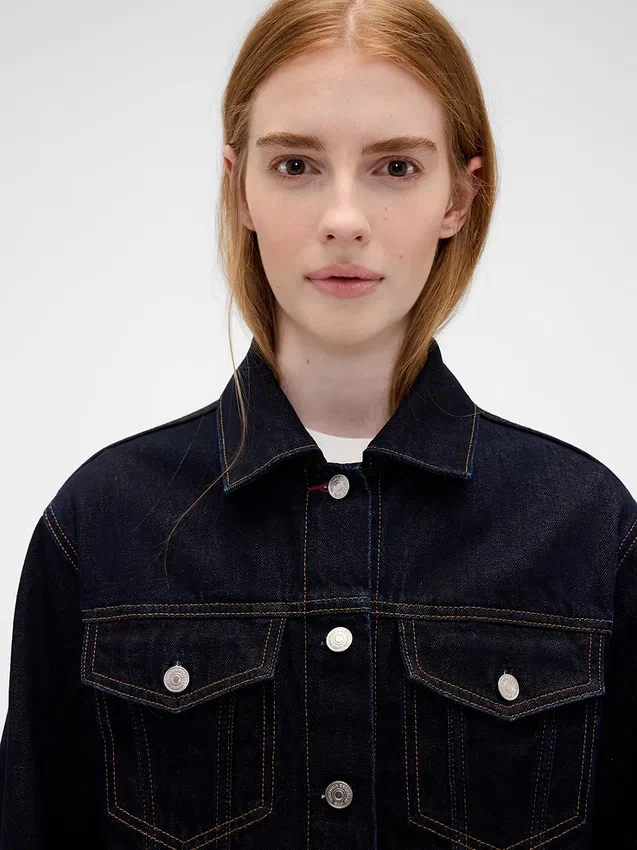 GAP × Victoria Beckham avslappnad, kort denimjacka