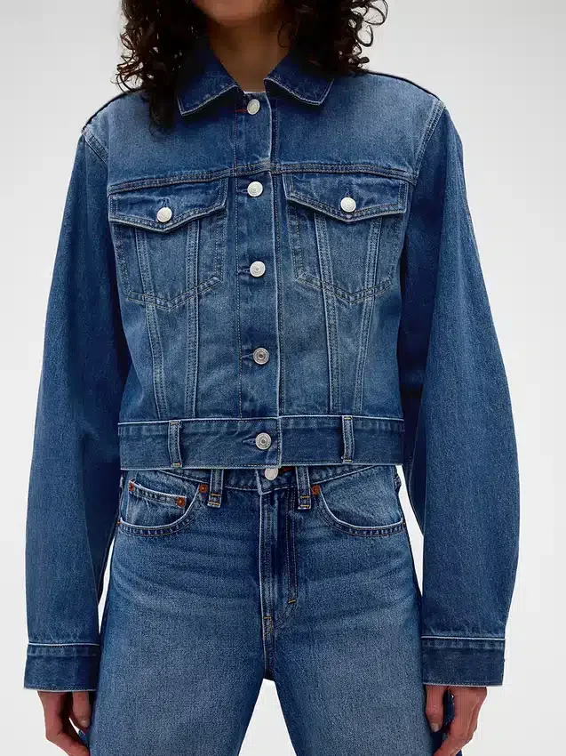 GAP × Victoria Beckham avslappnad, kort denimjacka