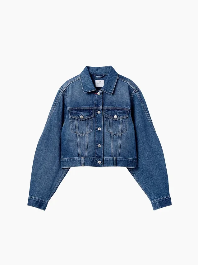 GAP × Victoria Beckham avslappnad, kort denimjacka