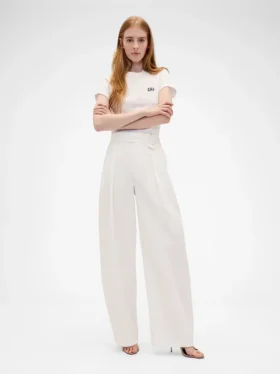 GAP × Victoria Beckham högmidjade byxor med veckad bågform