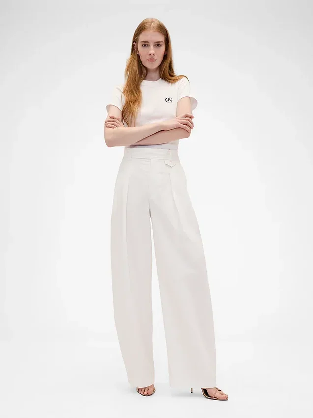 GAP × Victoria Beckham högmidjade byxor med veckad bågform