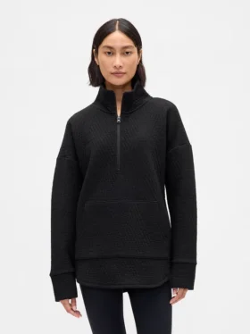 GapFit quiltad jacquardtröja med halv dragkedja