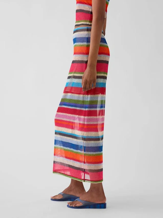 Gapstudio Happy Stripe genomskinlig maxikjol