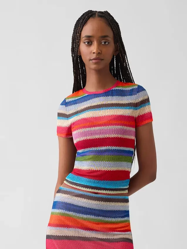 Gapstudio Happy Stripe genomskinlig T-shirt