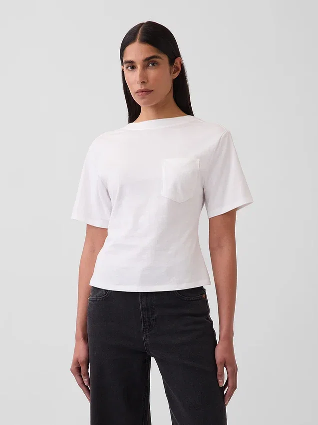 Gapstudio T-shirt med rund rygg och ficka
