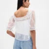 Genomskinlig broderad topp i tyll
