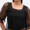 Genomskinlig broderad topp i tyll