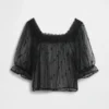 Genomskinlig broderad topp i tyll