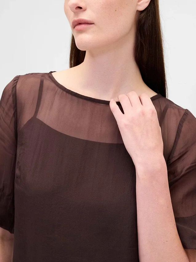 Genomskinlig miniklänning i organza