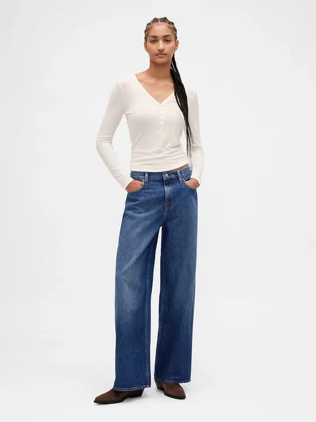 Genomskinlig ribbad Henley-T-shirt