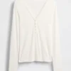 Genomskinlig ribbad Henley-T-shirt