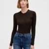 Genomskinlig ribbad tröjbodysuit