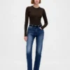 Genomskinlig ribbad tröjbodysuit