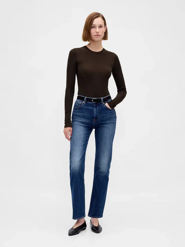 Genomskinlig ribbad tröjbodysuit