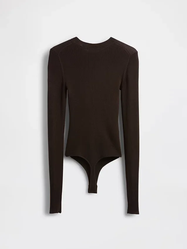Genomskinlig ribbad tröjbodysuit