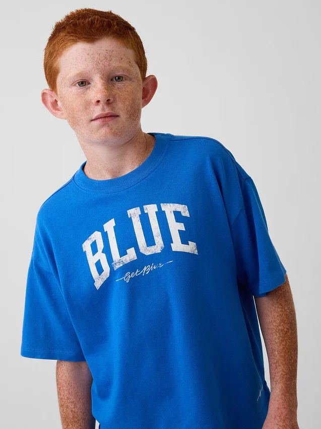 Get Blue barn-T-shirt med avslappnad logotyp