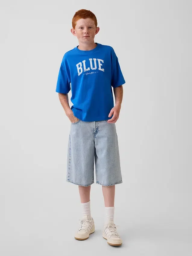 Get Blue barn-T-shirt med avslappnad logotyp