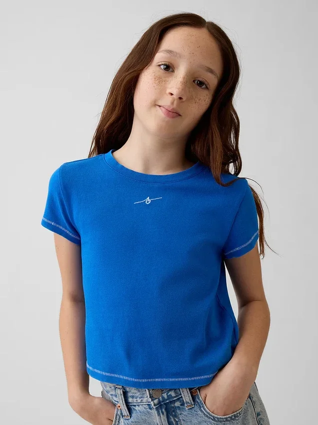 Get Blue barn-T-shirt med tryck
