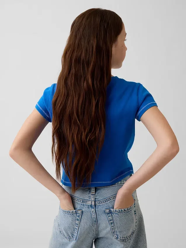 Get Blue barn-T-shirt med tryck