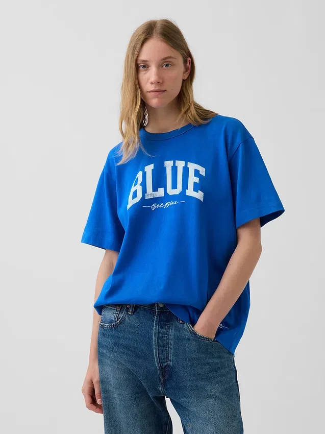 Get Blue T-shirt med avslappnad passform och logotyp