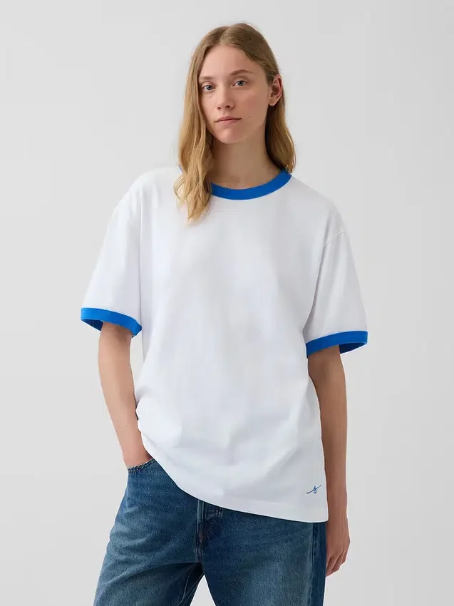 Get Blue T-shirt med avslappnad passform och logotyp