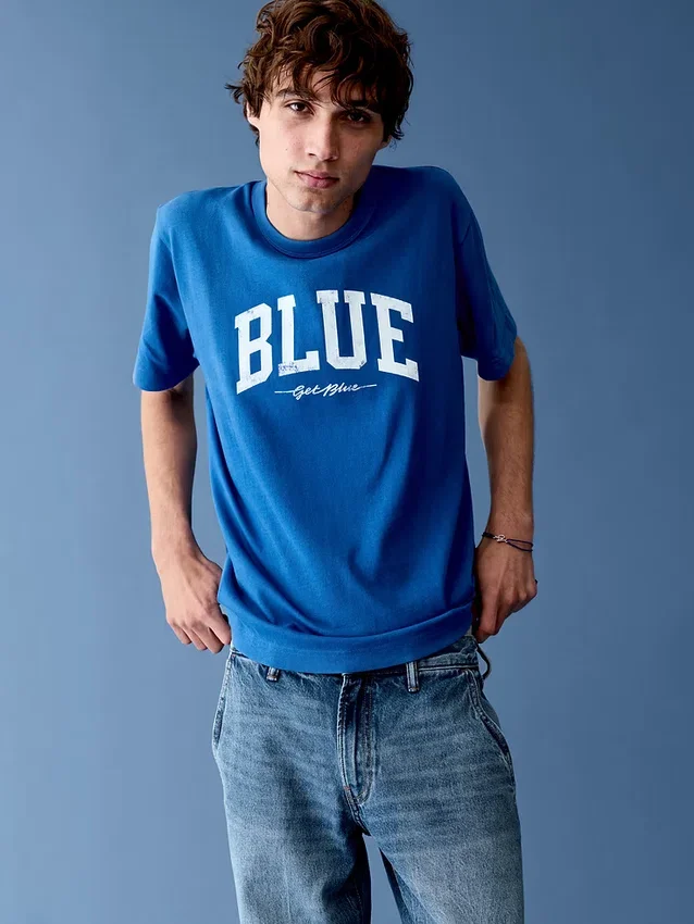 Get Blue T-shirt med avslappnad passform och logotyp