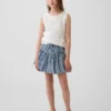 Gingham-denimskort med volanger för barn