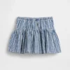 Gingham-denimskort med volanger för barn