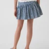 Gingham-denimskort med volanger för barn